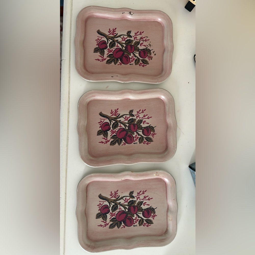 Vintage Pink Floral Trays